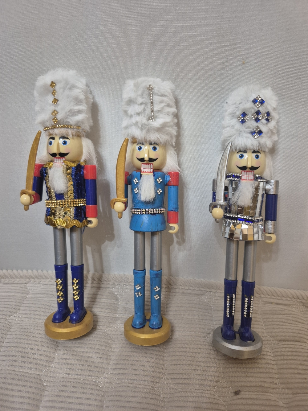 Decorative White-Top Nutcracker Soldier - Blue & Silver Accents